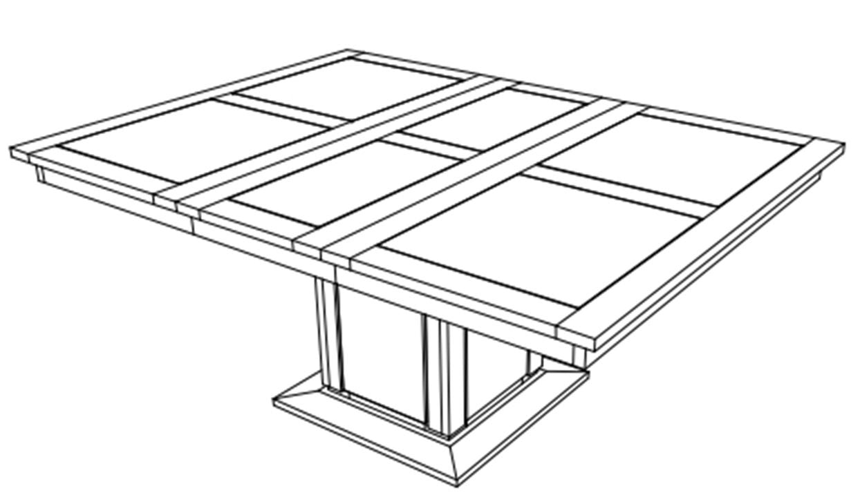 Table à manger carrée bois sculpté bicolore 130 "Acacia Maya"