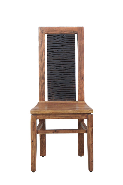 Chaise bois sculpté bicolore | Acacia Maya