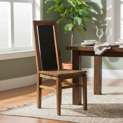 Chaise bois sculpté bicolore | Acacia Maya