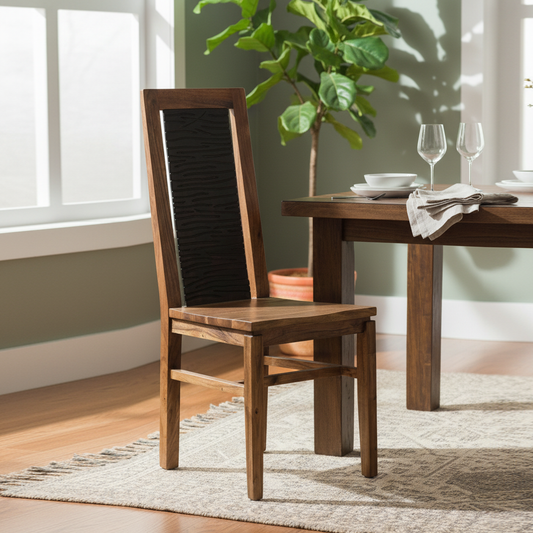 Chaise bois sculpté bicolore | Acacia Maya