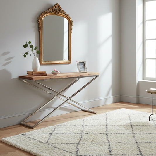 CONSOLE 140CM PIEDS EN X STAINLESS II