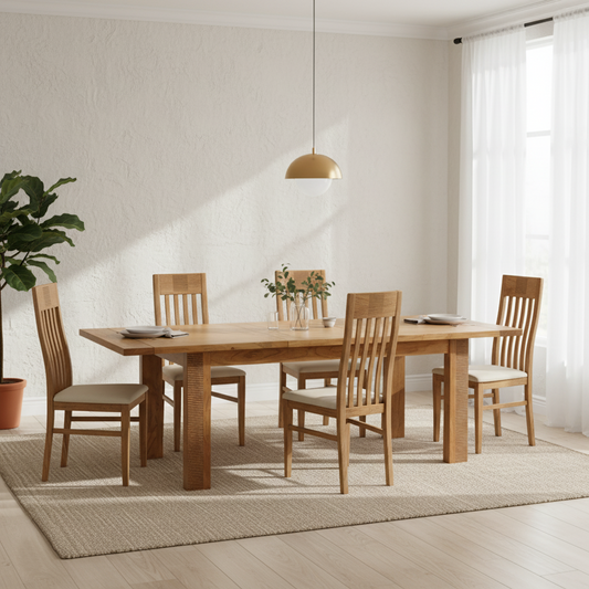 Table à manger rectangulaire rallonge bois strié 180 | Acacia Verone