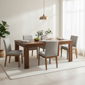 Mesa de jantar retangular em madeira nervurada 155 | Acacia Verone