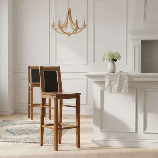 Tabouret de bar bois sculpté bicolore 130 | Acacia Maya