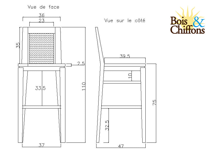 Tabouret de bar bois sculpté bicolore 130 "Acacia Maya"