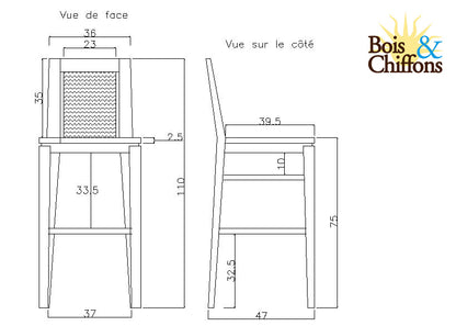 Tabouret de bar bois sculpté bicolore 130 "Acacia Maya"