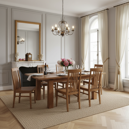 Table rectangulaire en bois sculpté bicolore 200/280 | Acacia Maya