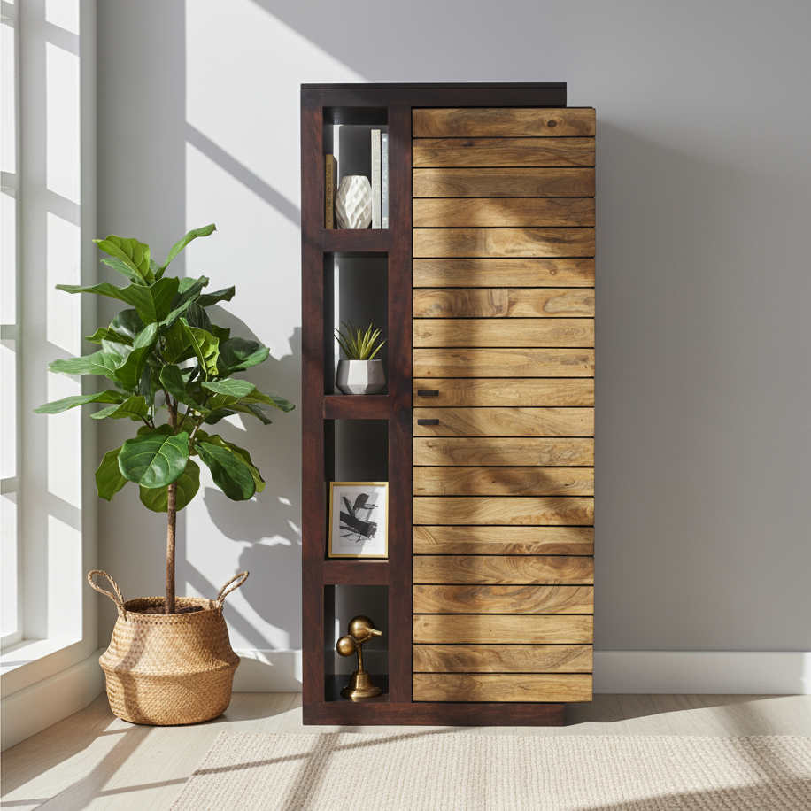 Colonne étagère bois bicolore - Charnière droite | Manguier Herods