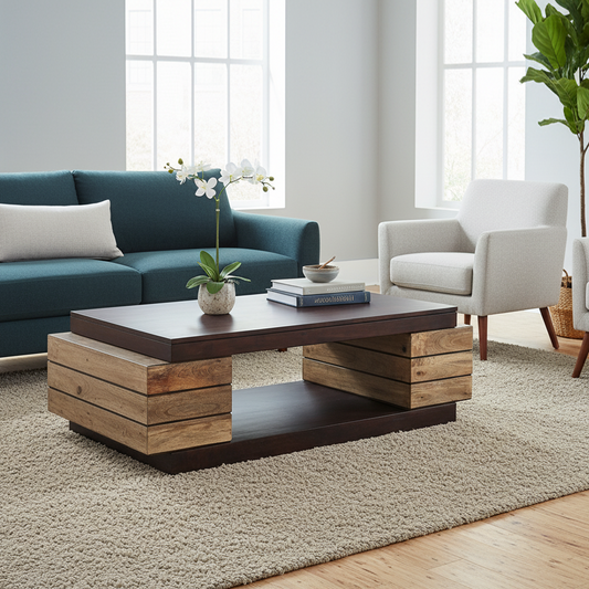 Table basse rectangulaire bois bicolore | Manguier Herods