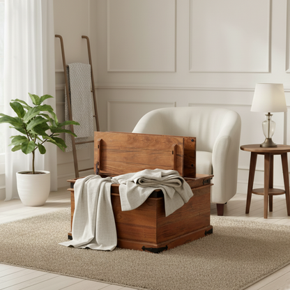 Table basse coffre carrée en acacia massif