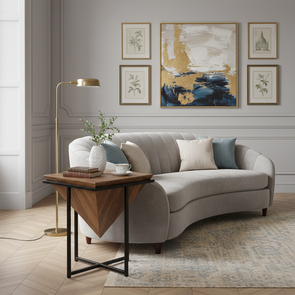 Mesa lateral de madeira e metal H77 | Acacia Sirocco