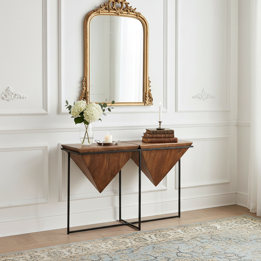 Console pyramide bois et métal | Acacia Sirocco