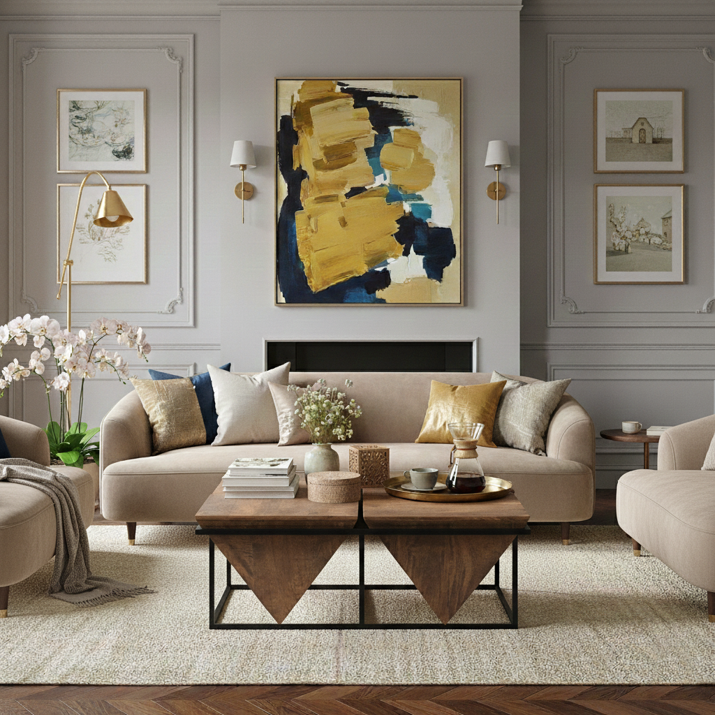 Mesa de centro piramidal em madeira e metal | Acacia Sirocco