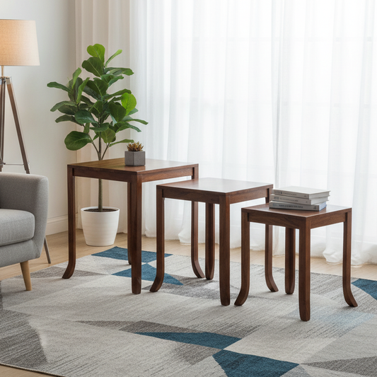 Set de 3 tables basses gigognes en acacia massif