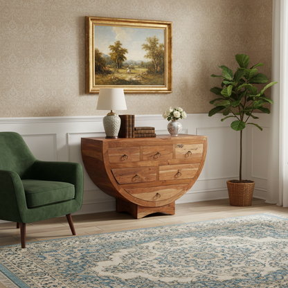 Cómoda de 6 cajones en acacia maciza