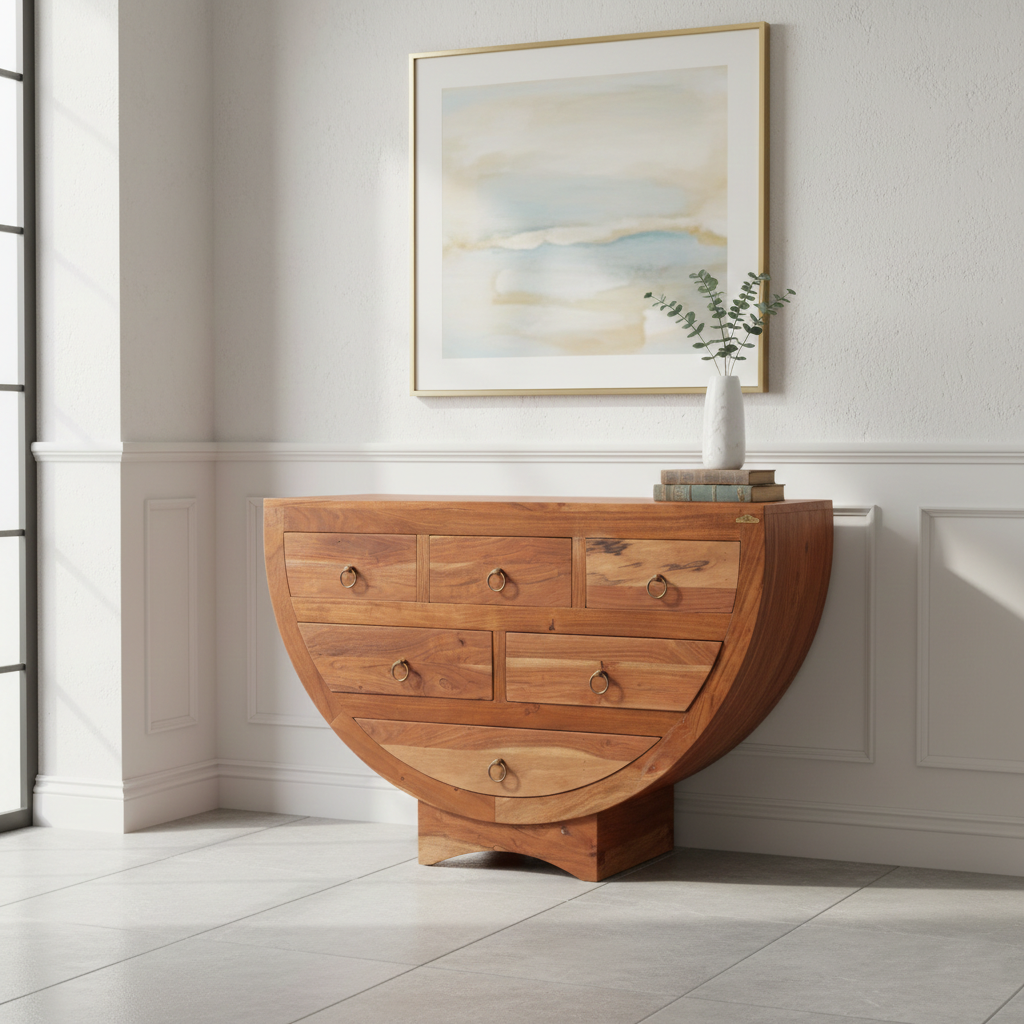 Cómoda de 6 cajones en acacia maciza