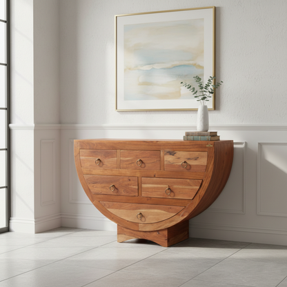 Cómoda de 6 cajones en acacia maciza