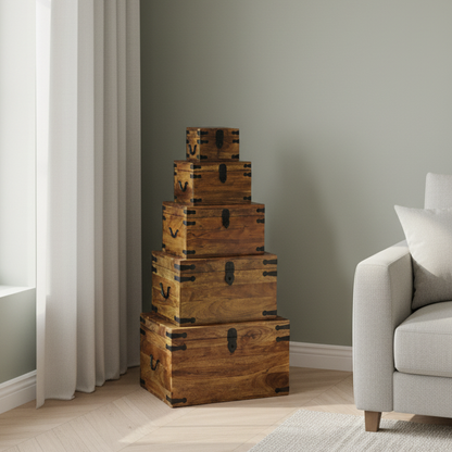 Conjunto de 5 baúles | Madera de mango Taba