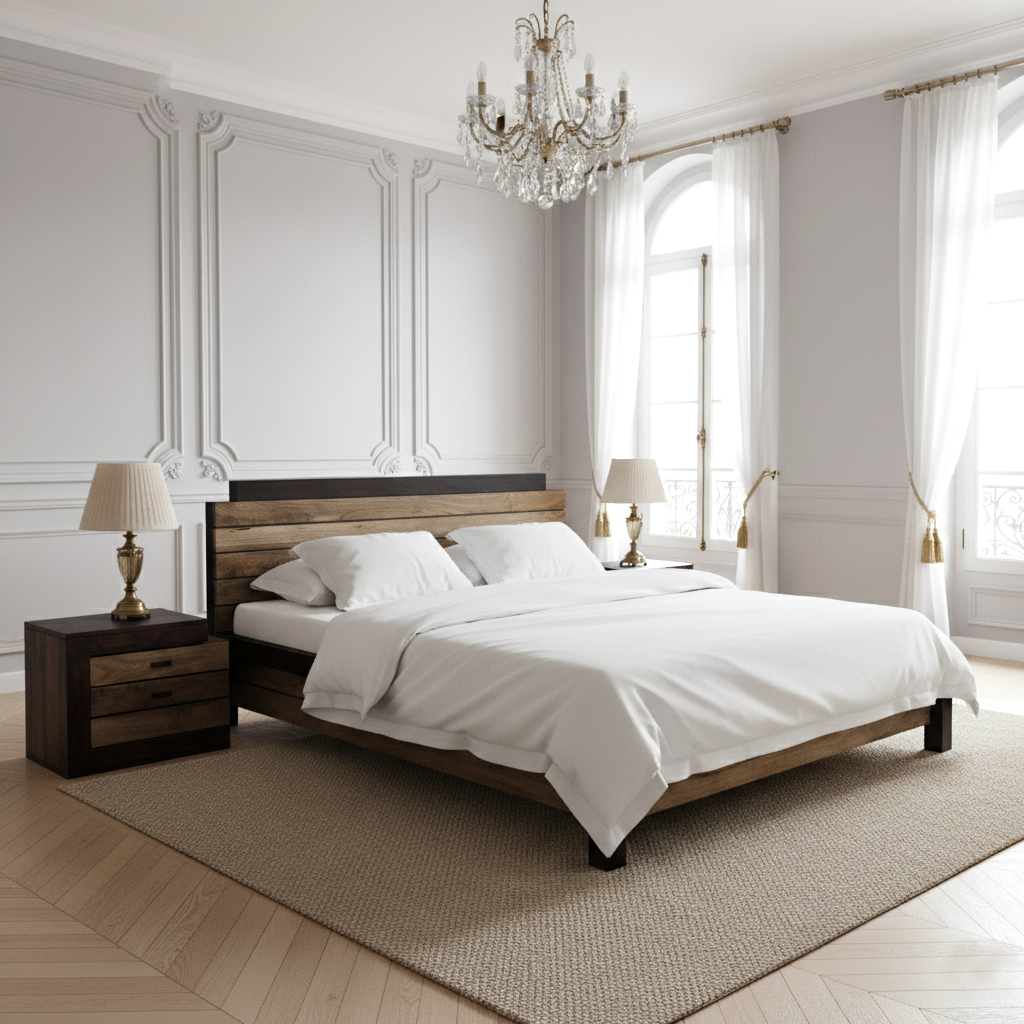 Lit 160 bois massif bicolore | Manguier Herods