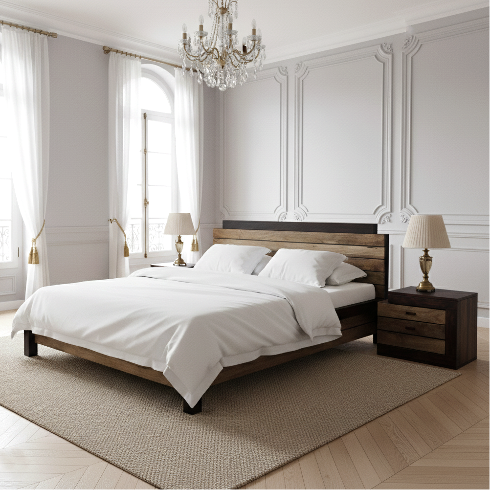 Chevet bois bicolore - débord gauche | Manguier Herods