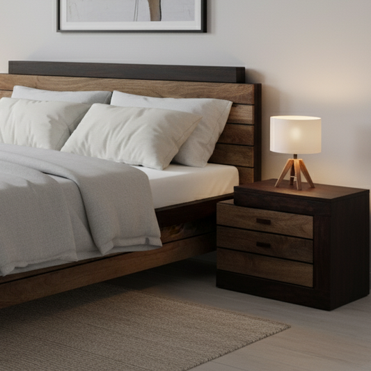 Chevet bois bicolore - débord gauche | Manguier Herods