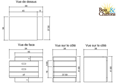 Chevet bois bicolore - débord droite | Manguier Herods
