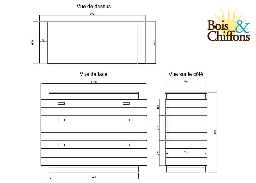 Commode bois massif bicolore 3T | Manguier Herods