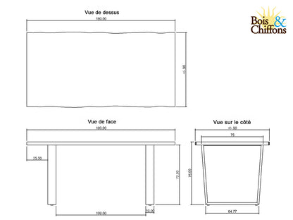 Table de repas 180cm en acacia massif | Acacia Forest