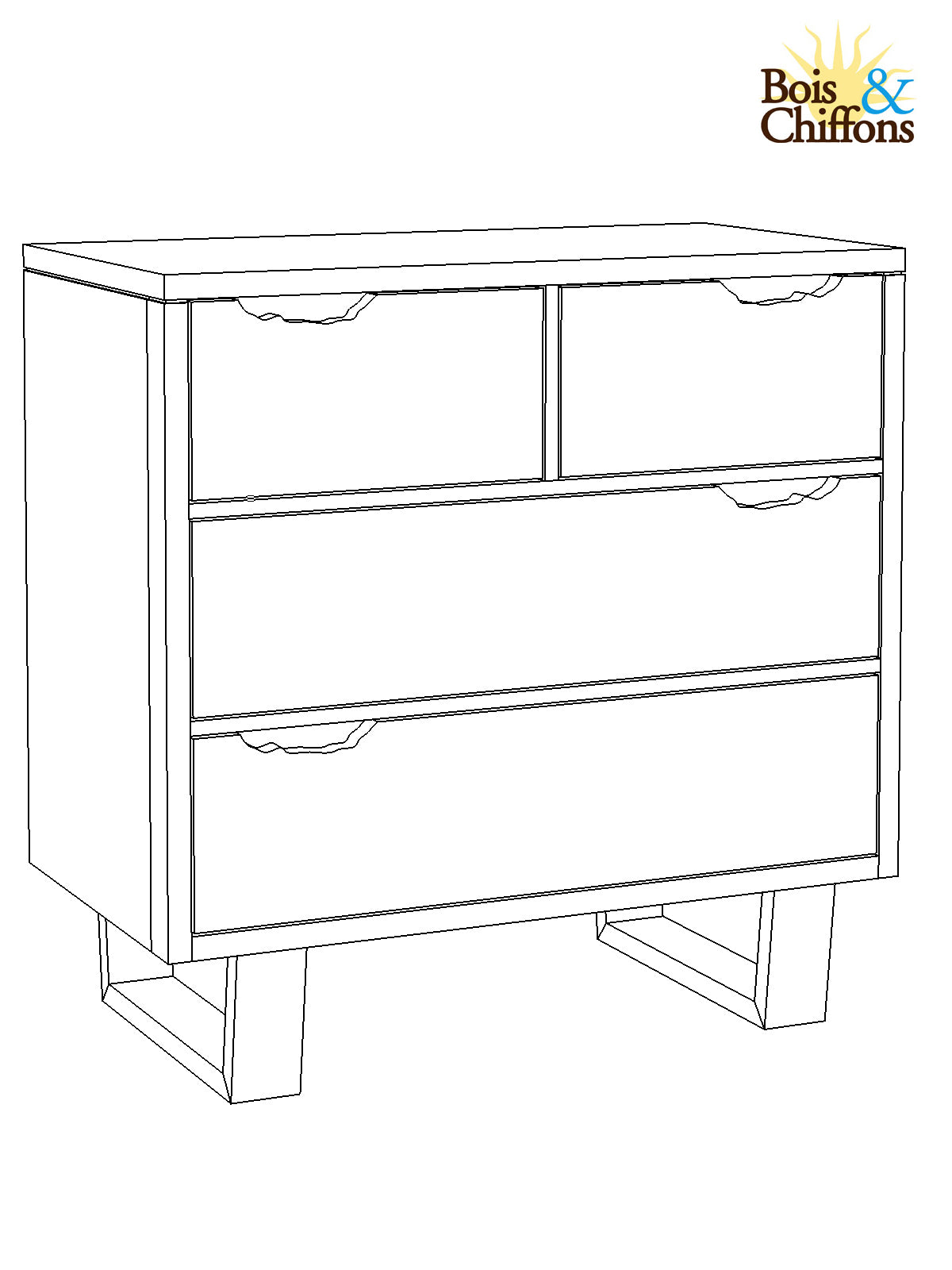 Commode 4 tiroirs en acacia massif | Acacia Forest
