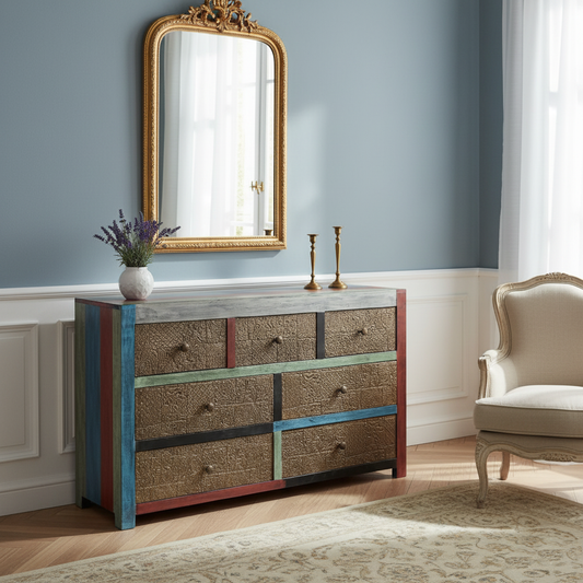 Cómoda de 7 cajones | Madera de mango Pushkar