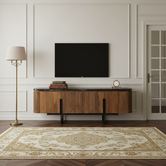 Meuble TV plateau marbre noir | Manguier Kfir