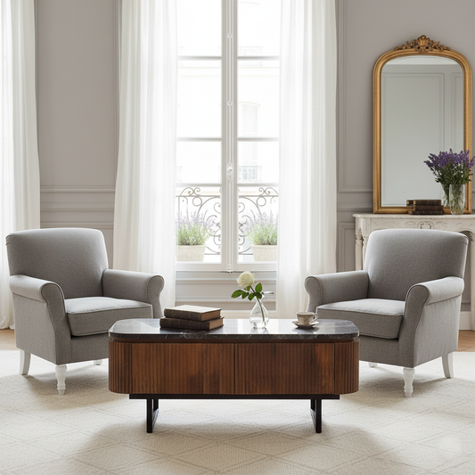 Table Basse 2T plateau marbre noir | Manguier Kfir