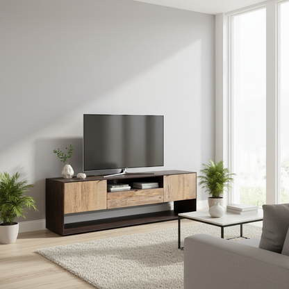 Meuble Tv design 2P bois bicolore | Manguier Kabir