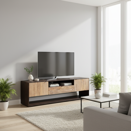 Meuble Tv design 2P bois bicolore | Manguier Kabir