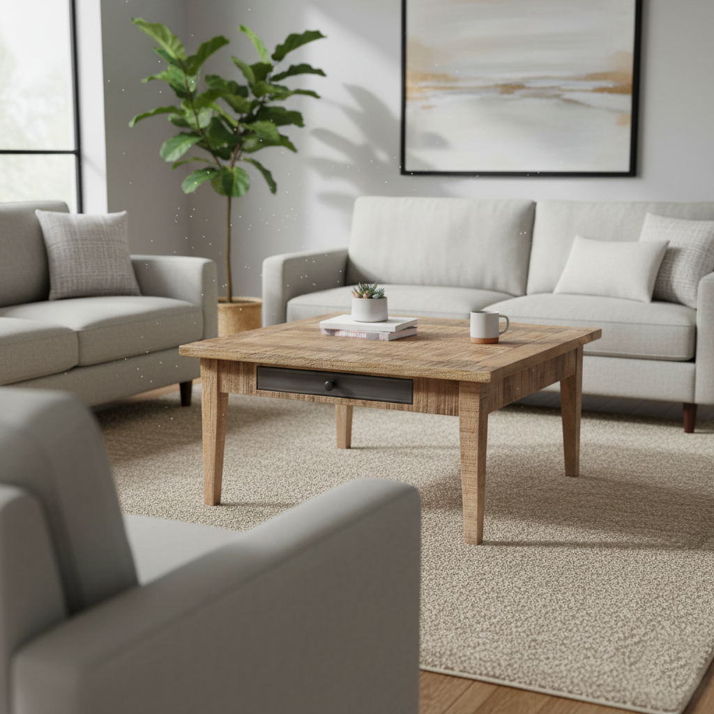 Mesa de centro quadrada com 2 gavetas | Mango Farm II