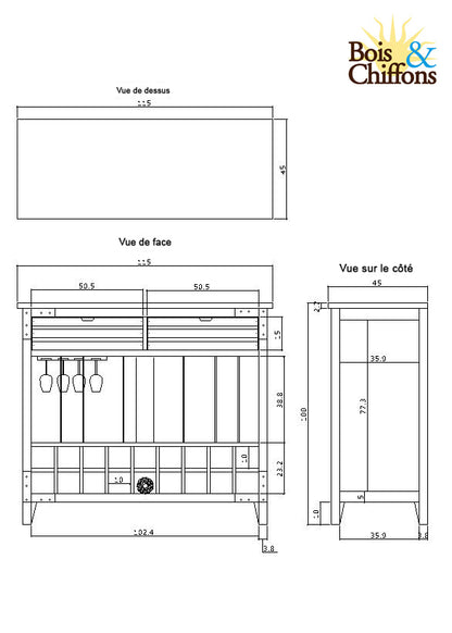Meuble bar 2 tiroirs | Manguier Farm II