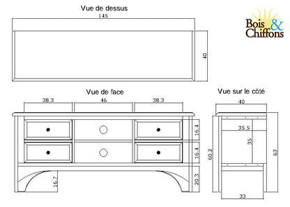 Meuble TV 4 tiroirs | Manguier Pondicherry