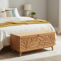 Banc coffre sculpté en bois massif manguier - Floria