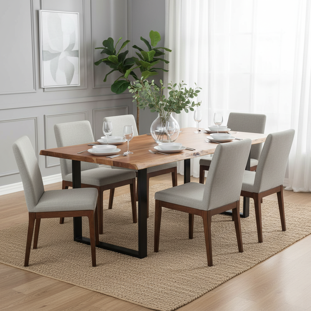 Mesa de comedor rectangular de 200 cm | Acacia Negra