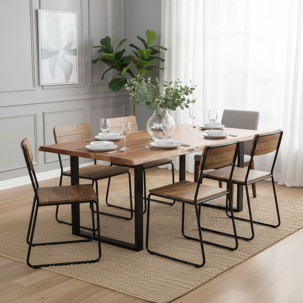 Mesa de comedor rectangular de 200 cm | Acacia Negra