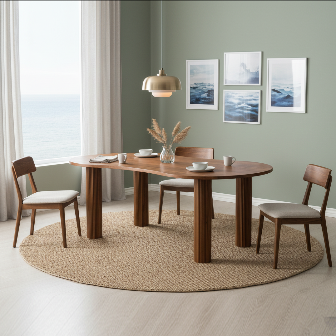 Mesa de comedor ovalada de 3/4 patas | Acacia Arad