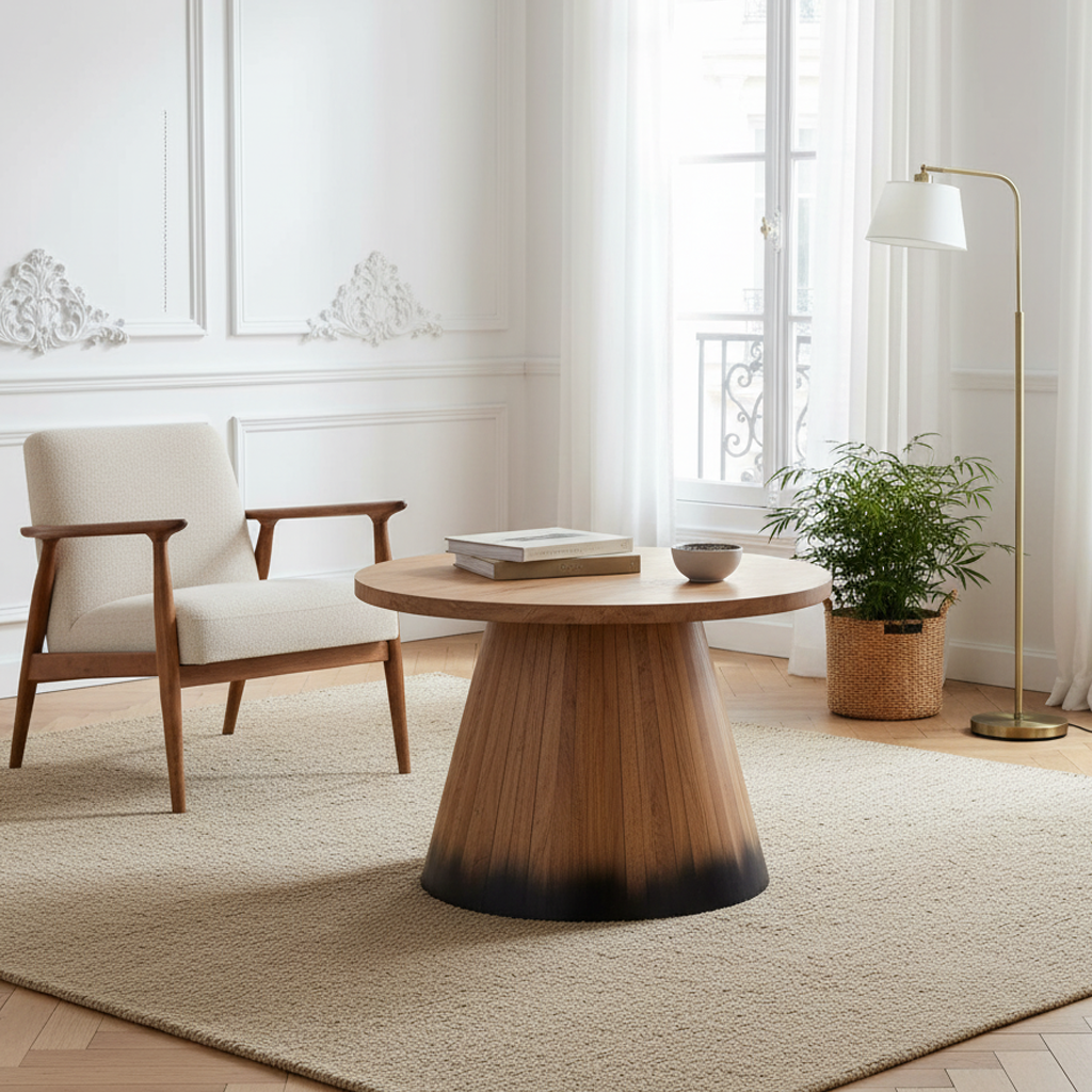 Mesa de centro redonda de madera de 80 cm | Acacia Dimona