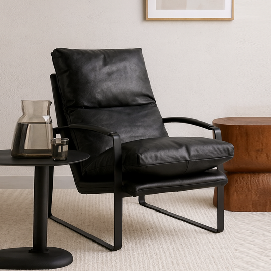 Damo Black Armchair | Leather