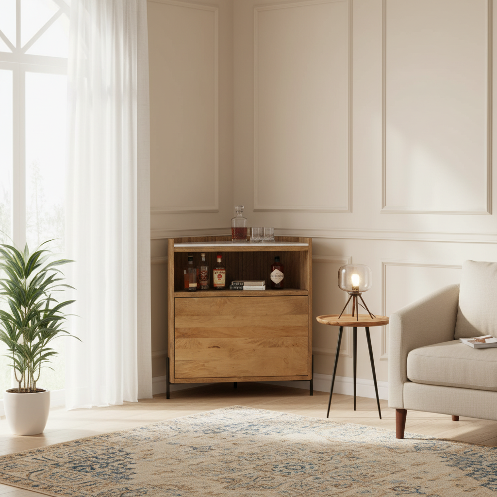 Bar demi lune plateau marbre blanc | Manguier Kfir II