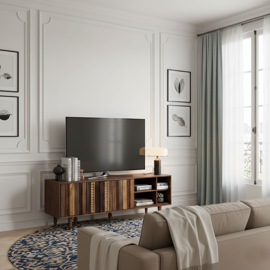 Meuble TV 2 portes 4 niches | Manguier Ramon