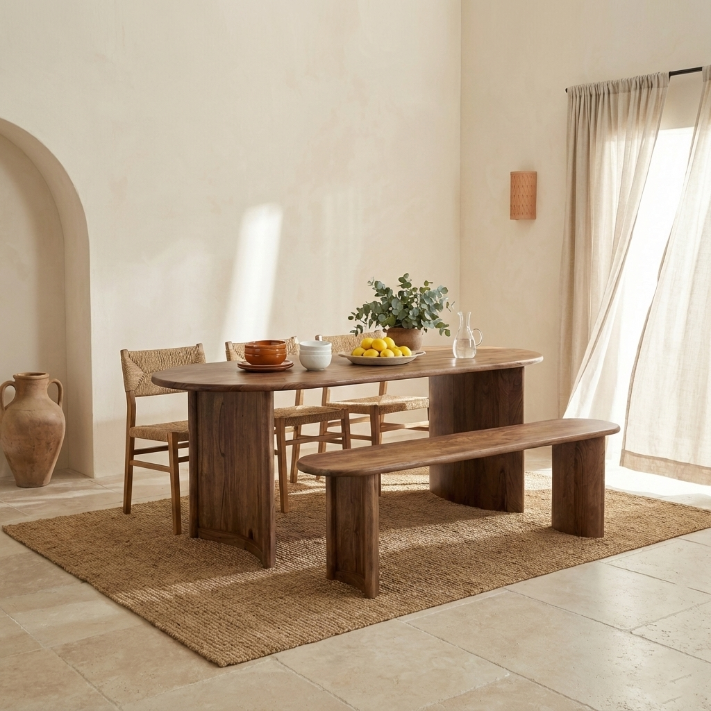 Banc arrondi bois massif | Acacia Ellipse