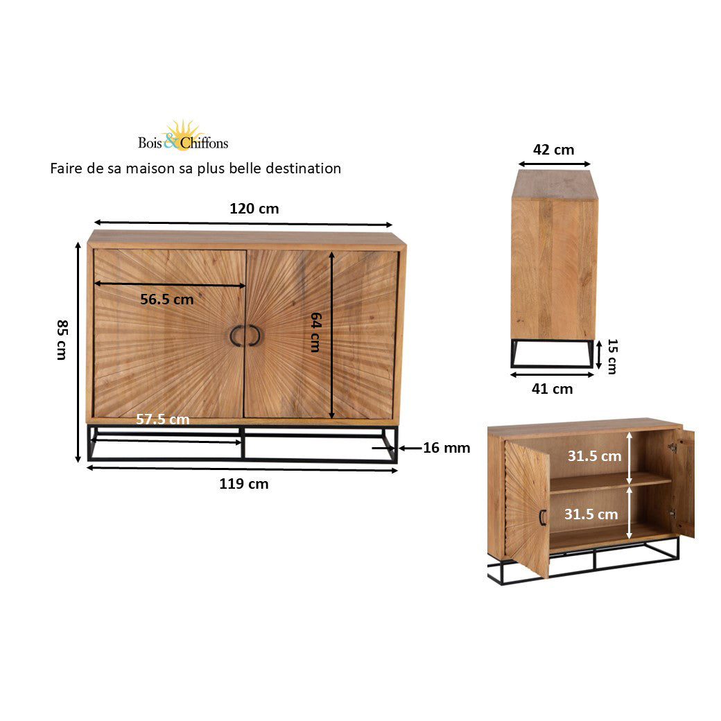Bahut 2 portes sculptées Manguier | Solaris II