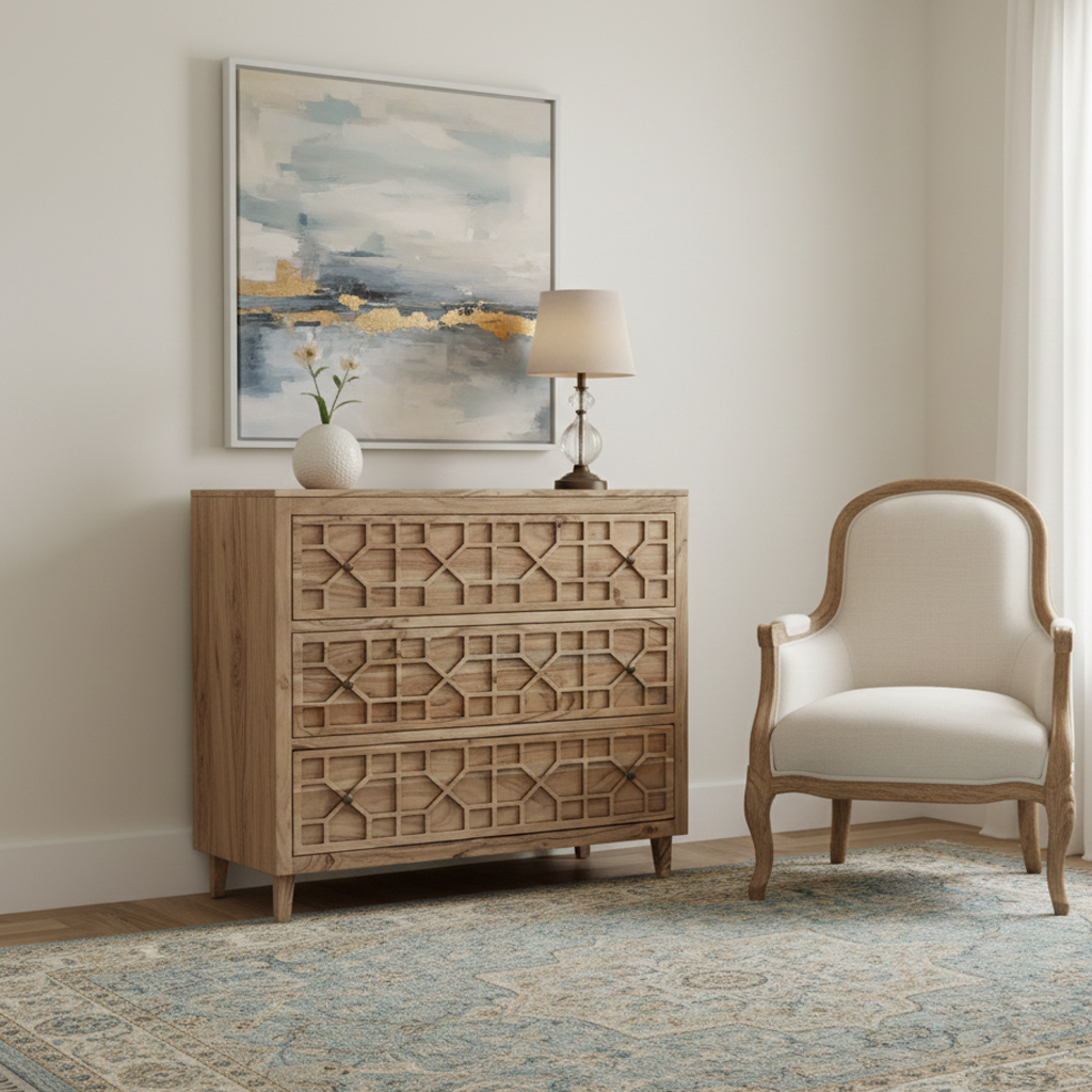 Cômoda com 3 gavetas | Acacia Punjab-II