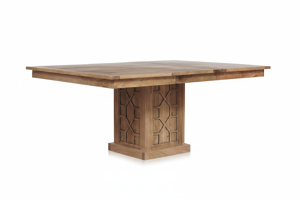 Mesa de jantar quadrada 130 cm com extensão | Acacia Punjab-II