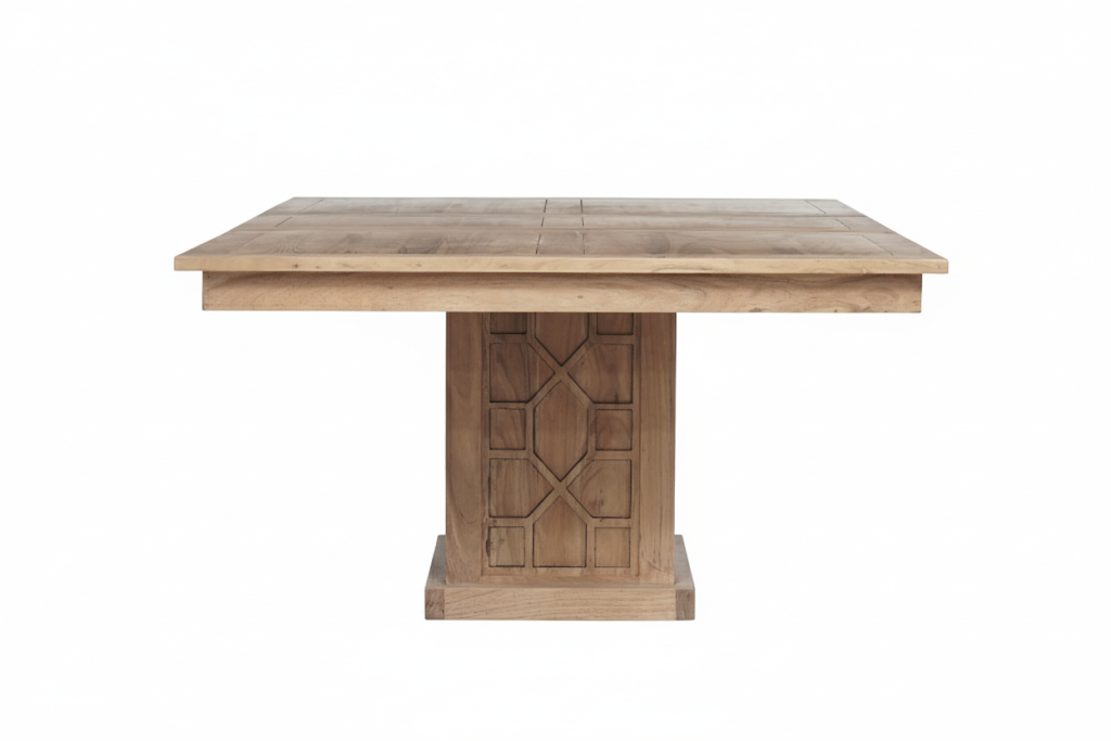 Mesa de jantar quadrada 130 cm com extensão | Acacia Punjab-II